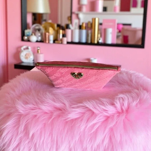 Juicy Couture Pink Love Cosmetic Makeup Bag Heart Travel Toiletry Bottle Y2K - Picture 6 of 8